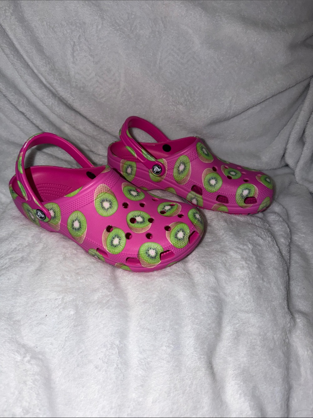 CROCS Kids Pink Clog with Green Kiwi Print